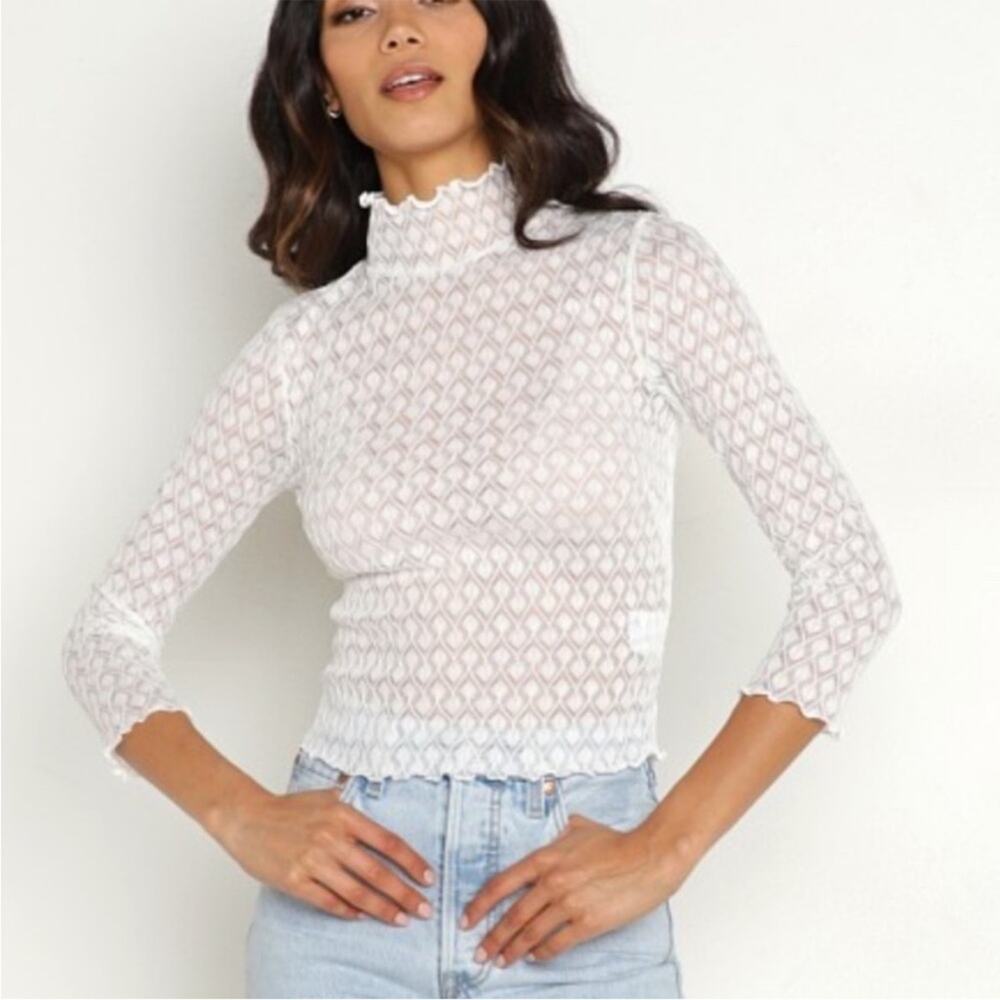 For Love and Lemons Tracy Top Sheer White Women’s Size Small NWT